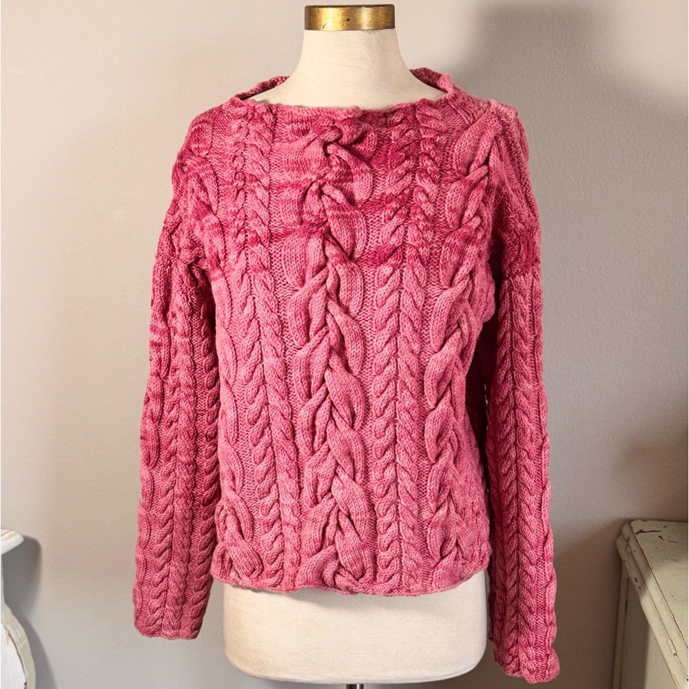 Vintage Pink Cable Knit Women's Sweater